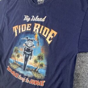 Vintage Motorcycle Hawaii T-shirt Graphic Print Big Island Tide Ride Beefy T 2XL